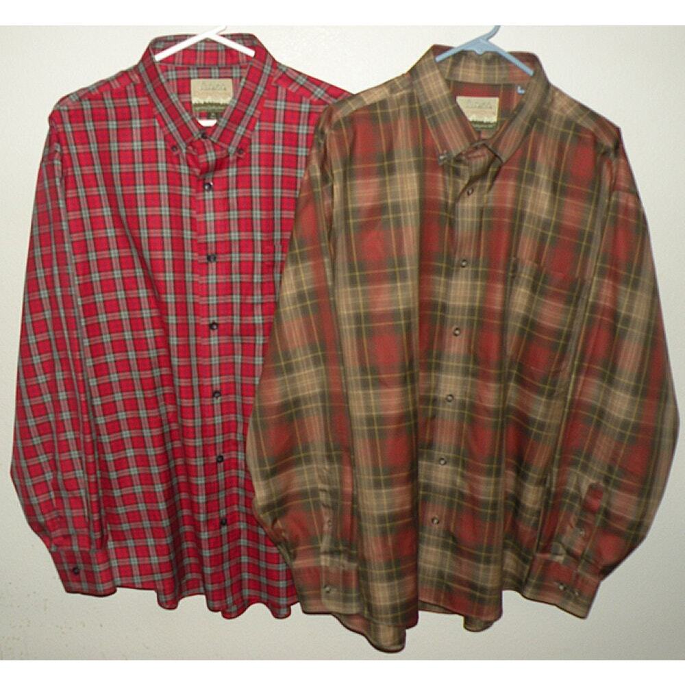Lot 2 Cabela’s Outfitter Series Men’s XL LS Button Shirts Red Beige Plaid NWOT